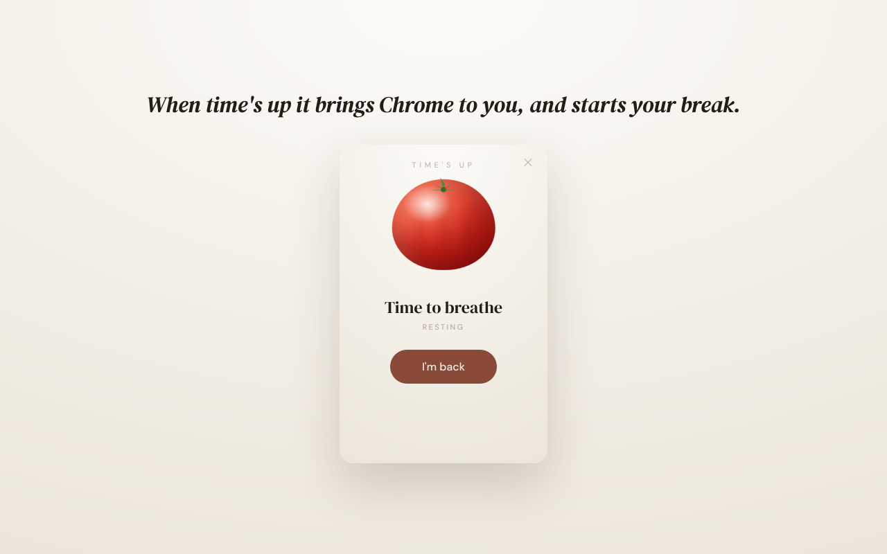 The break screen shown after a focus session ends.